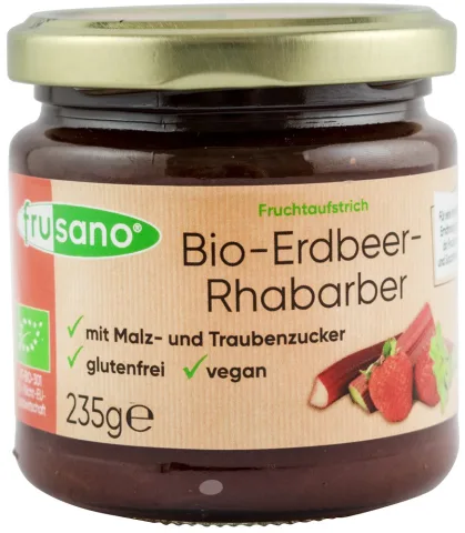 Gem bio de capsuni si rubarba, 235g Frusano