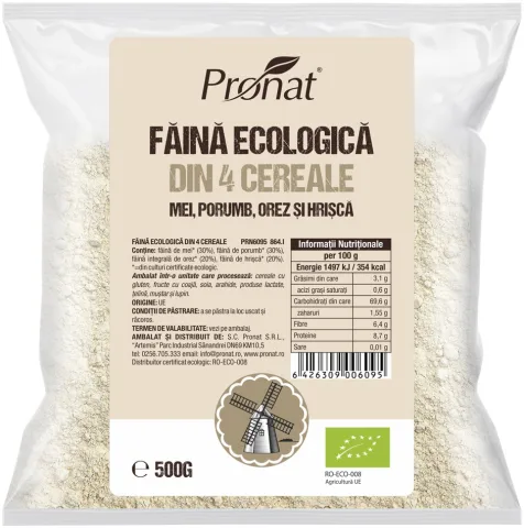 Faina bio din patru cereale natural fara gluten, 500g Pronat