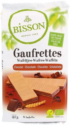 Napolitane bio cu ciocolata, 190g Bisson