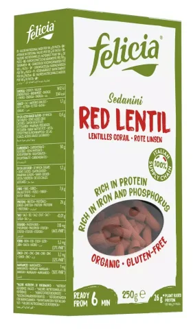 Sedanini bio din linte rosie, 250g Felicia