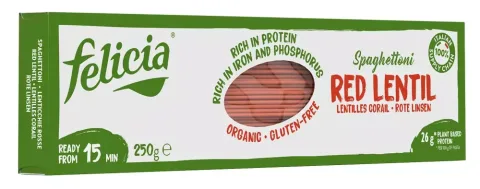 Spaghetti bio din linte rosie 250g Felicia