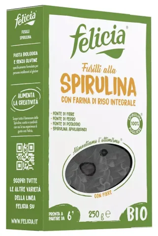 Fusilli bio din orez integral cu spirulina 250g Felicia