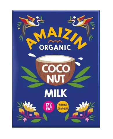 Lapte bio de cocos 17% grasime, 200ml Amaizin