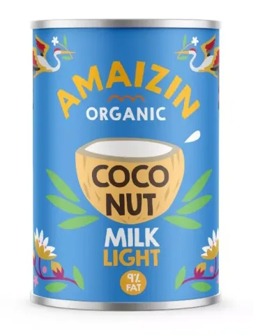 Lapte de cocos light bio 9% grasime, 400ml Amaizin