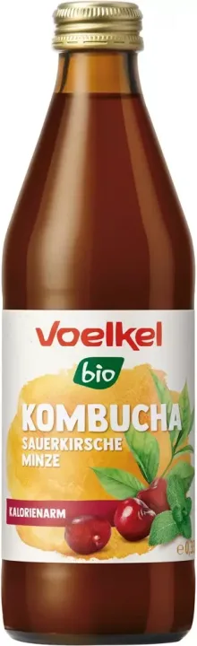 Bautura bio kombucha cu visine si menta, 330ml Voelkel