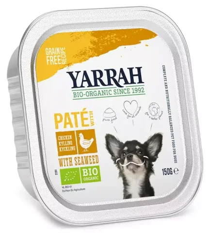 Hrana umeda bio pentru caini, pate cu pui si alge marine, 150g Yarrah