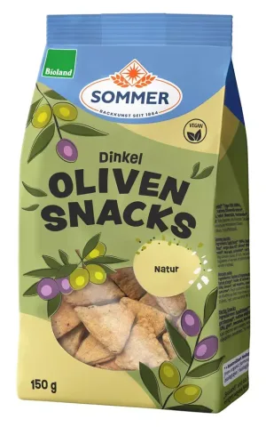 Snack bio din faina de grau spelta cu masline, 150g Sommer
