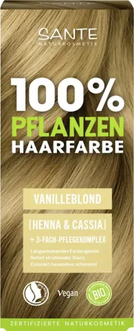 Vopsea BIO pentru păr 100% vegetal, Blond Vanilie, 100g, Sante