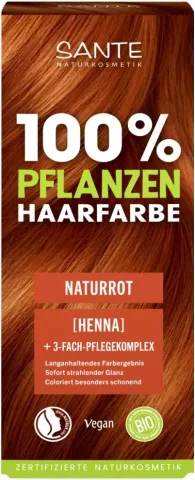 Vopsea BIO pentru păr 100% vegetal, Roșcat Natural, 100 g – Sante
