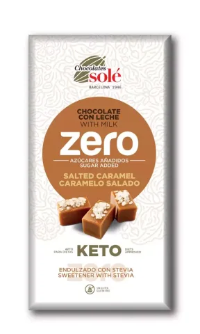 Ciocolata cu lapte si caramel sarat, indulcita cu stevie, 100g Chocolates Sole