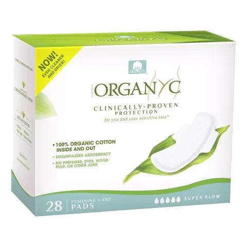 Absorbante intime Superflow din bumbac organic 28 buc, (4pacheet *7buc) Organyc