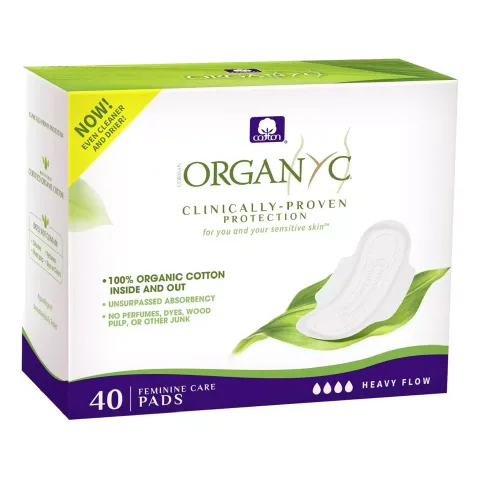Absorbante intime din bumbac organic pentru noapte 40 buc, (4 pachete *10 buc) Organyc