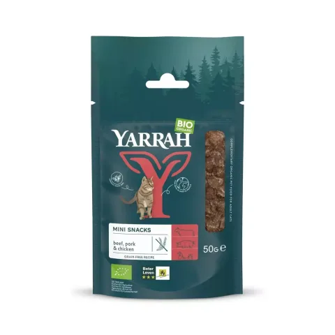 Hrana uscata bio pentru pisici, mini snack cu 97% carne, 50g Yarrah