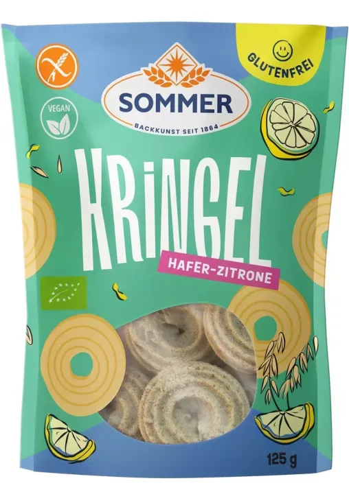 Fursecuri bio din ovaz, fara gluten, cu lamaie, 100g Sommer