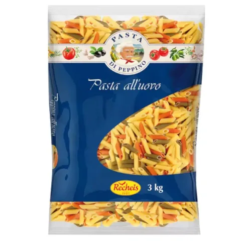 Penne tricolore din grau dur cu ou, 3kg, Recheis