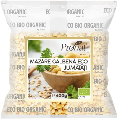 Mazare galbena bio, jumatati, 400g Pronat