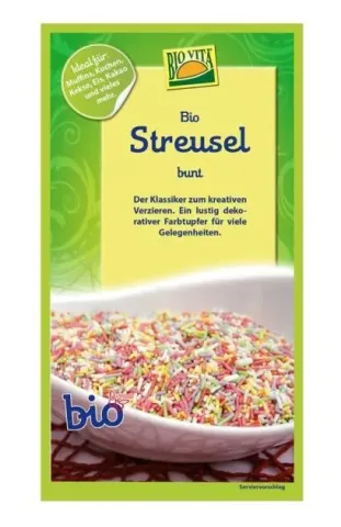 Ornamente bio colorate pentru prajituri, 60g Biovita
