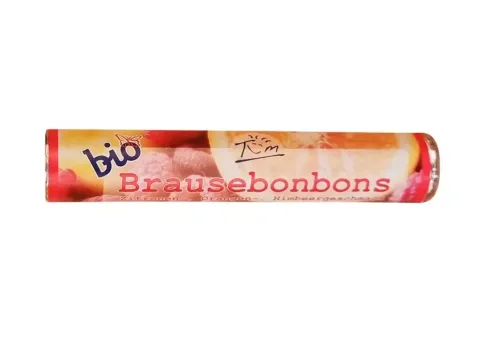 Bomboane bio cu lamaie, portocale si zmeura, 48g Tom