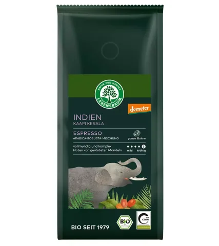 Cafea boabe bio Espresso Kaapi Kerala, 250g Lebensbaum