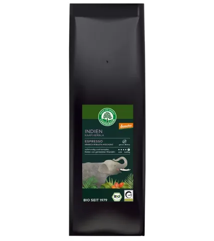 Cafea bio boabe, Espresso Kaapi Kerala selectie Arabica si Robusta, 1000g Lebensbaum
