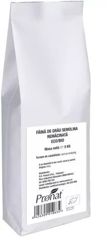 Faina bio de grau dur Semolina remacinata, 5kg Pronat
