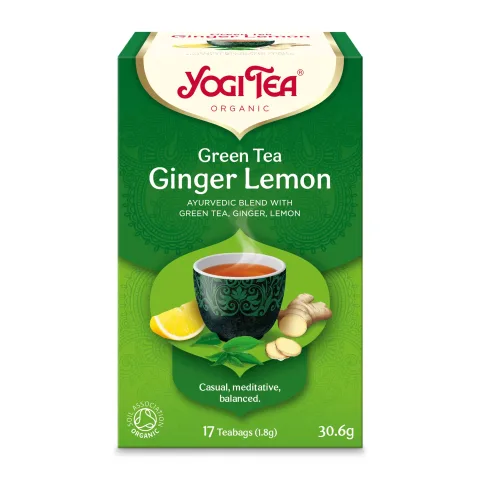 Ceai bio Verde, ghimbir si lamaie, 17 pliculete 30.6g Yogi Tea