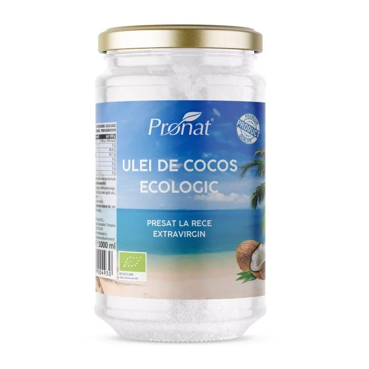 Ulei de cocos extravirgin bio presat la rece 1000ml Pronat