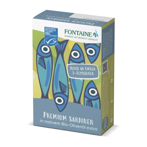 Sardine premium in ulei de masline extravirgin, 120g Fontaine