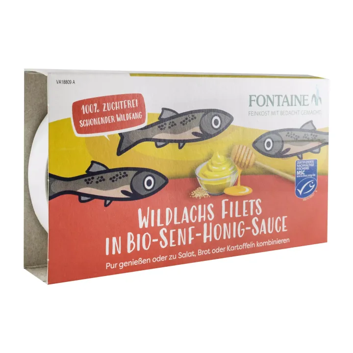 File de somon salbatic in sos bio cu miere si mustar, 200g Fontaine