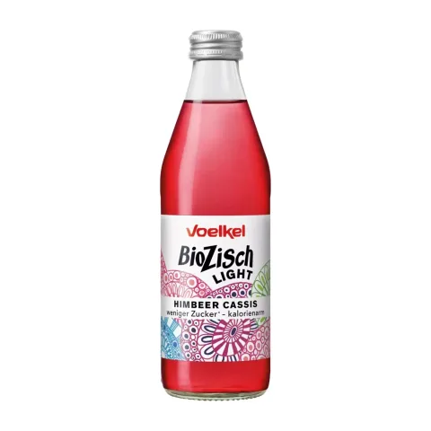 Băutură răcoritoare bio light cu zmeură și coacăze negre, 330ml Voelkel