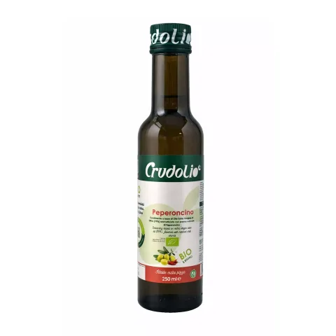 Ulei bio de măsline extravirgin aromatizat cu chilli, 250ml Crudolio