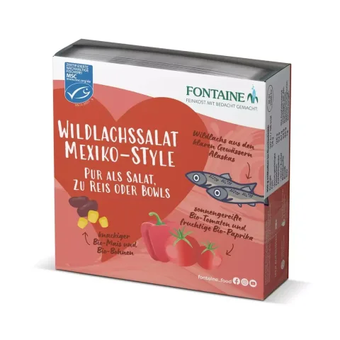 Salata de somon salbatic Mexico in sos de rosii bio, 200g Fontaine
