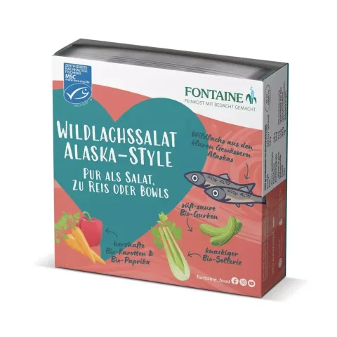 Salata de somon salbatic Alaska in sos alb bio, 200g Fontaine