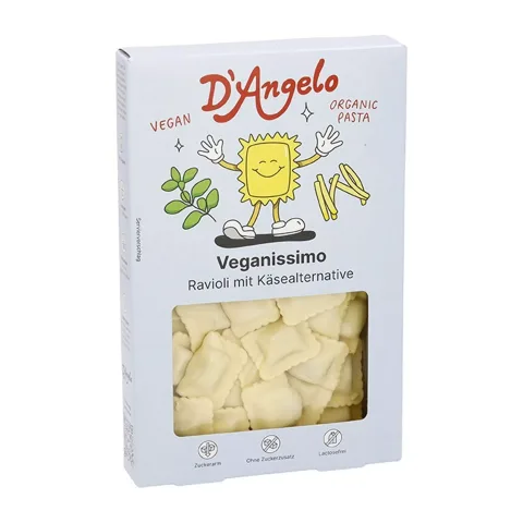 Ravioli bio cu branza fondanta vegana, 250g D'angelo Pasta