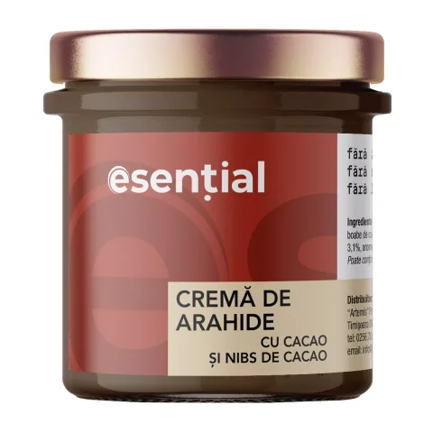 Crema de arahide cu cacao si nibs de cacao, 300g Esential