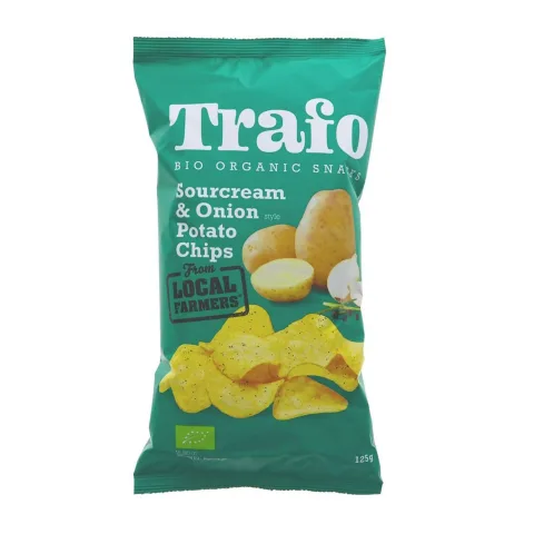 Chipsuri bio din cartofi cu ceapa si smantana, 125g Trafo