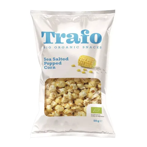Popcorn bio cu sare de mare, 50g Trafo
