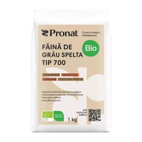 Faina semialba bio de grau spelta Tip 700 (Triticum spelta) 1kg Pronat