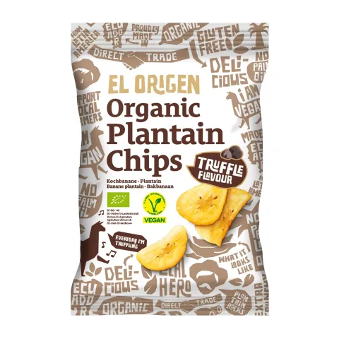 Chipsuri bio din platano cu aromă de trufe, 80g El Origen