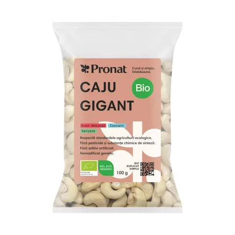 Caju intreg, natur, bio, 100g Pronat
