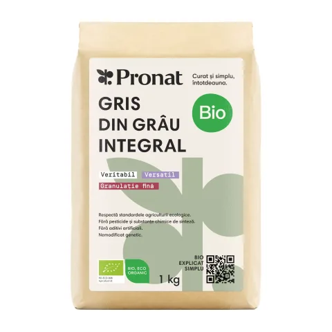 Gris bio din grau integral veritabil 1kg Pronat