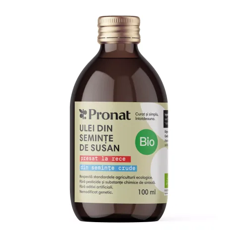 Ulei bio din seminte crude de susan presat la rece, 100ml Pronat