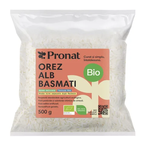 Orez alb basmati bio, 500g Pronat