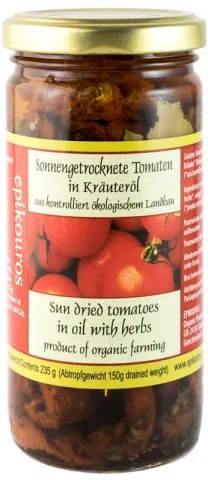 Epikouros - Rosii uscate la soare, in ulei cu ierburi aromatice, BIO, 235 g