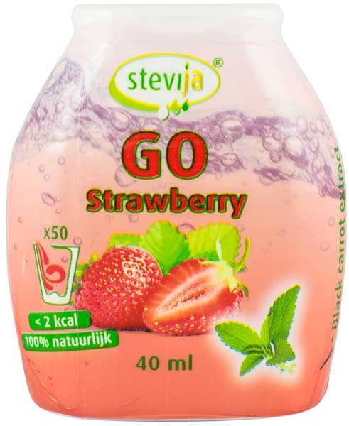 Stevija Go Indulcitor pe baza de stevie cu aroma de capsuni, 40ml