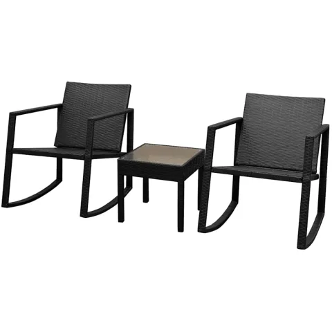 vidaXL Set mobilier bistro, 3 piese, negru, poliratan