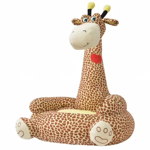 vidaXL Scaun din pluș pentru copii cu model girafă, maro