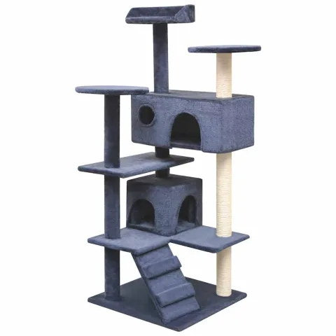 vidaXL Ansamblu pisici, stâlpi cu funie sisal, 125 cm, albastru închis