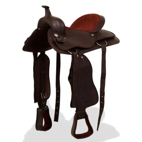 vidaXL Șa Western, căpăstru & pieptar, piele naturală, 16", maro