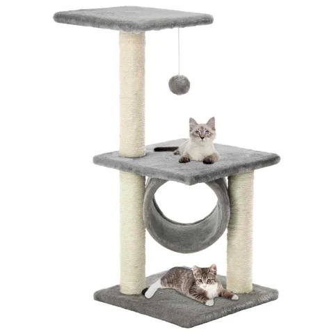 vidaXL Ansamblu pentru pisici cu stâlpi din funie de sisal, gri, 65 cm